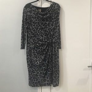 Anne Klein leopard jersey dress size 12